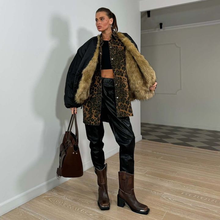 Kvinders fashionjakke med falsk pelskrave Stilla