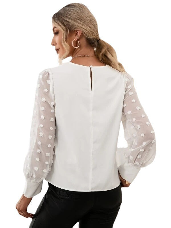 Dame Elegant Puffærme-Top Stilla