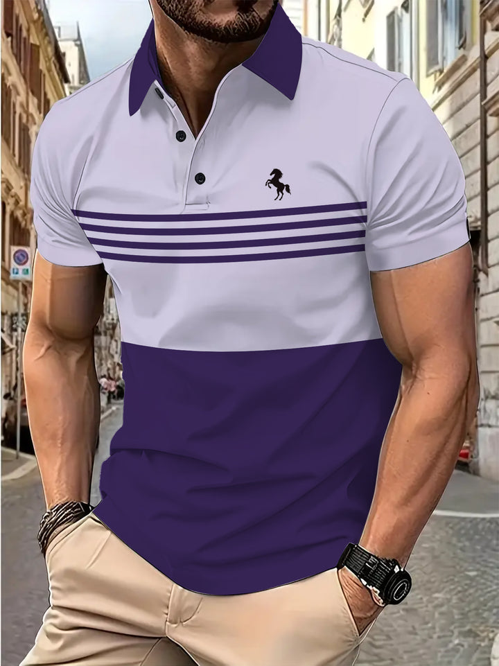 Herrer polo skjorte med moderne farveblokdesign og åndbare egenskaber Stilla