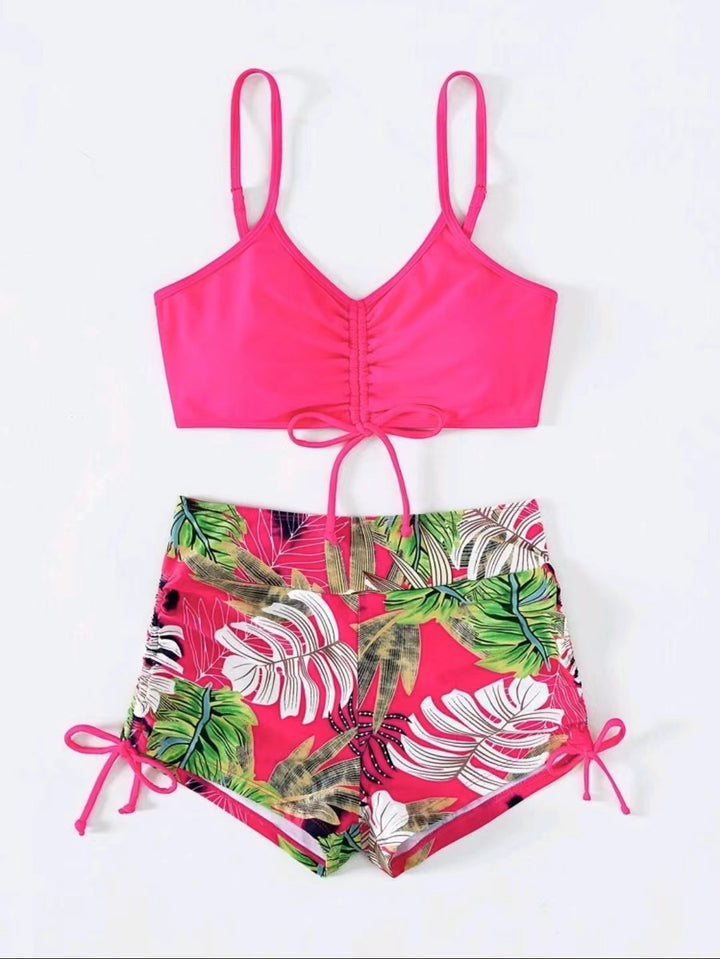 Dame Sport-Tankini-sæt med højt skårne shorts og justerbare stropper Stilla