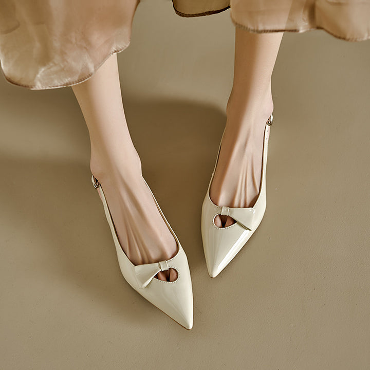 Dame elegante spids hæl Slingback-balletsko med sløjfedetalje Stilla
