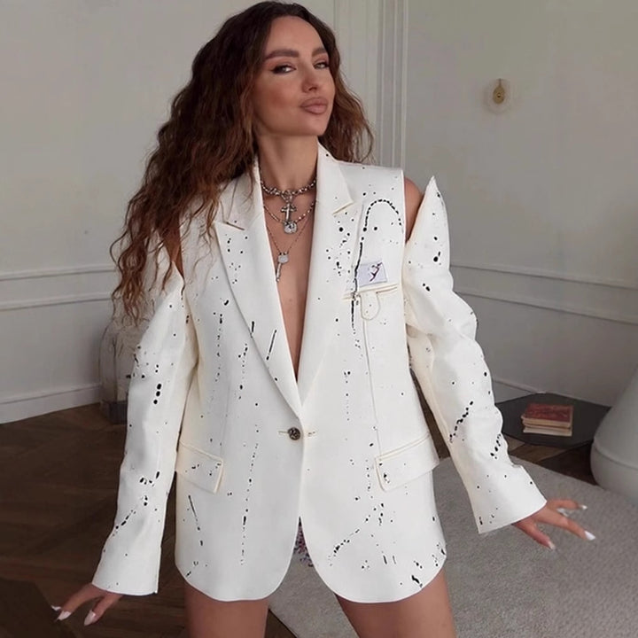 Dame størrelser blazer med kreative designelementer Stilla