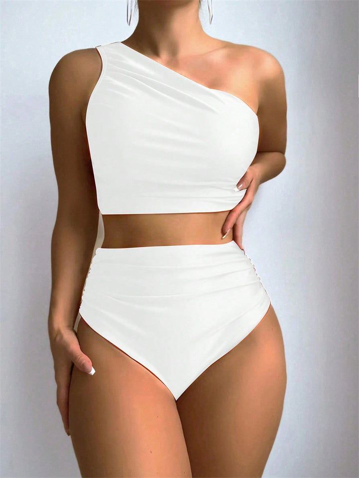 Dame High-Waist Bikini-sæt med asymmetrisk top Stilla