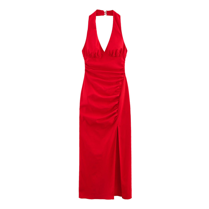 Femme Halter Neck Raffung Maxi Kjole Stilla