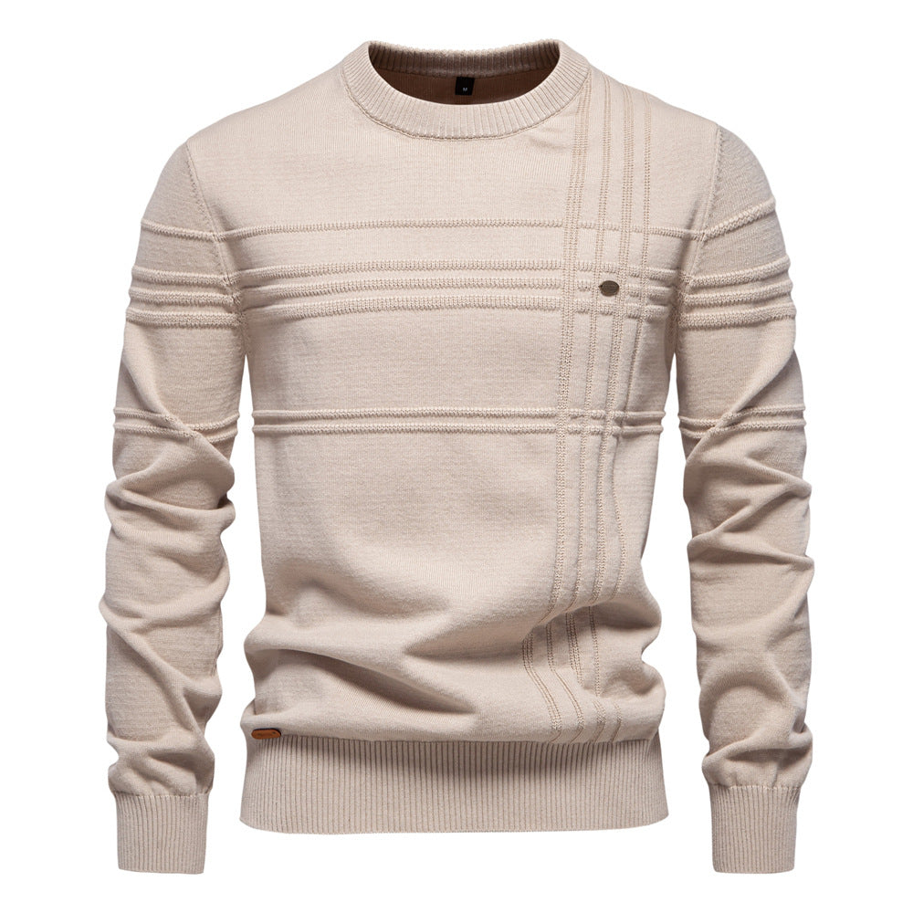 Herre strikpullover med struktureret design og moderne rund halsudskæring Stilla