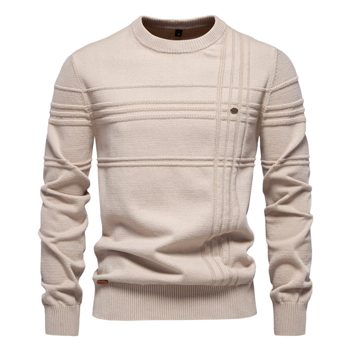 Herre strikpullover med struktureret design og moderne rund halsudskæring Stilla