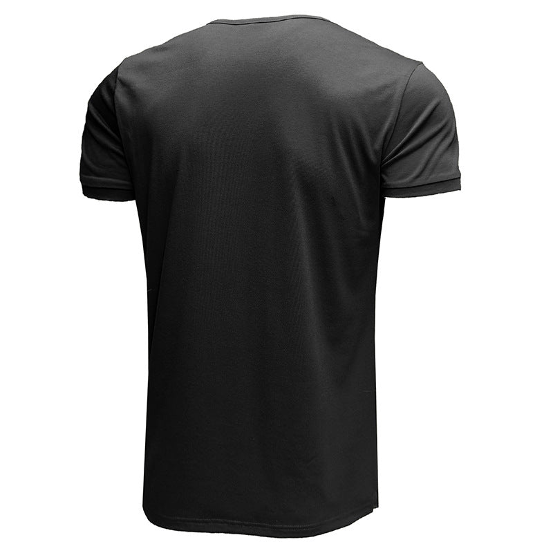 Herrer Korteærmet Skjorte med moderne Henley-udskæring og struktureret design Stilla