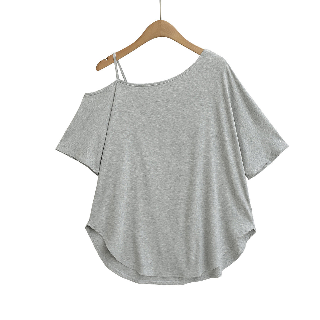 Dame elegant asymmetrisk top med specielle stropdetaljer Stilla