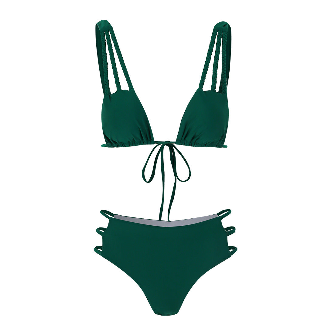 Dame bikini sæt med raffineret fletdesign og høj talje Stilla