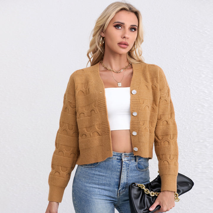 Kvinders chunky strikket cardigan med unikt mønster og behagelig pasform Stilla