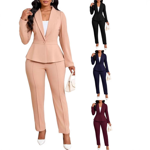 Kvinder elegant peplum blazer og bukser sæt Stilla