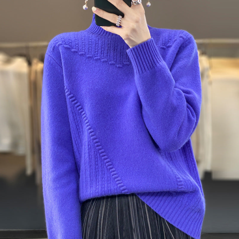 Kvinders strik sweater med struktureret krave og asymmetrisk snit Stilla
