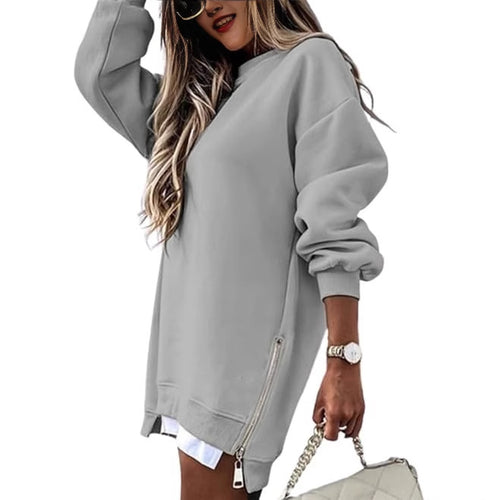 Dame casual sweatshirt med side lynlås og oversized pasform Stilla