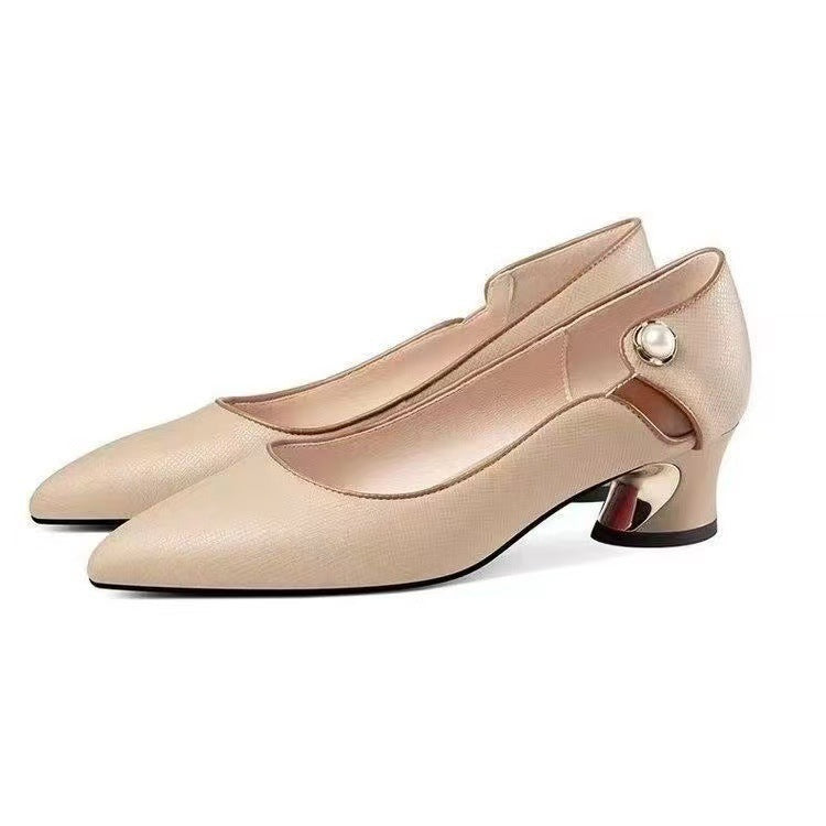 Dame elegante pumps med moderne remdesign og komfortabel blokhæl Stilla