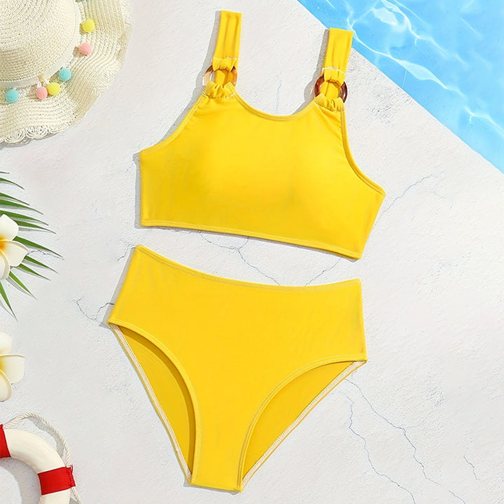 Dame bikini-sæt med sportligt bustier-overdel og højskåret underdel Stilla