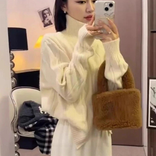 Dame Fashionable Chunky Strik Sweater med Høj Krave Stilla