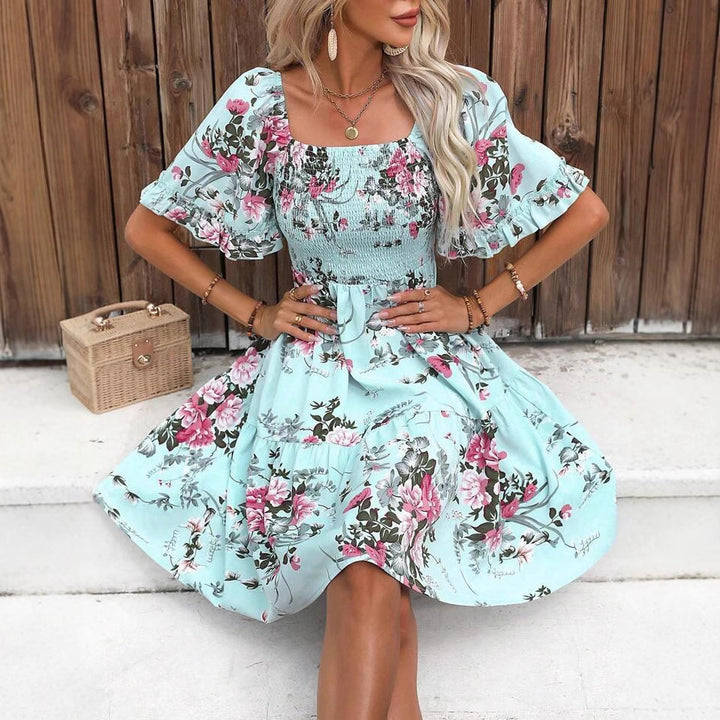 Dame Blomster Smocked Lagkjole Stilla