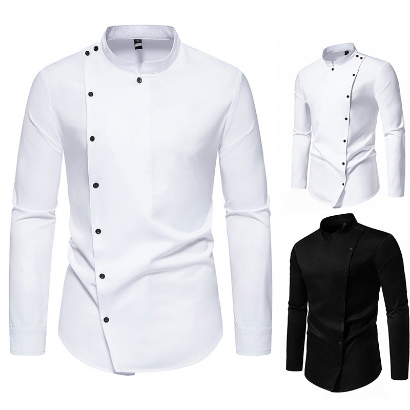 Herrer Contemporary Mandarin Krave Skjorte Stilla