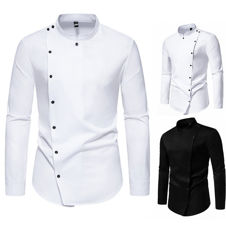 Herrer Contemporary Mandarin Krave Skjorte Stilla