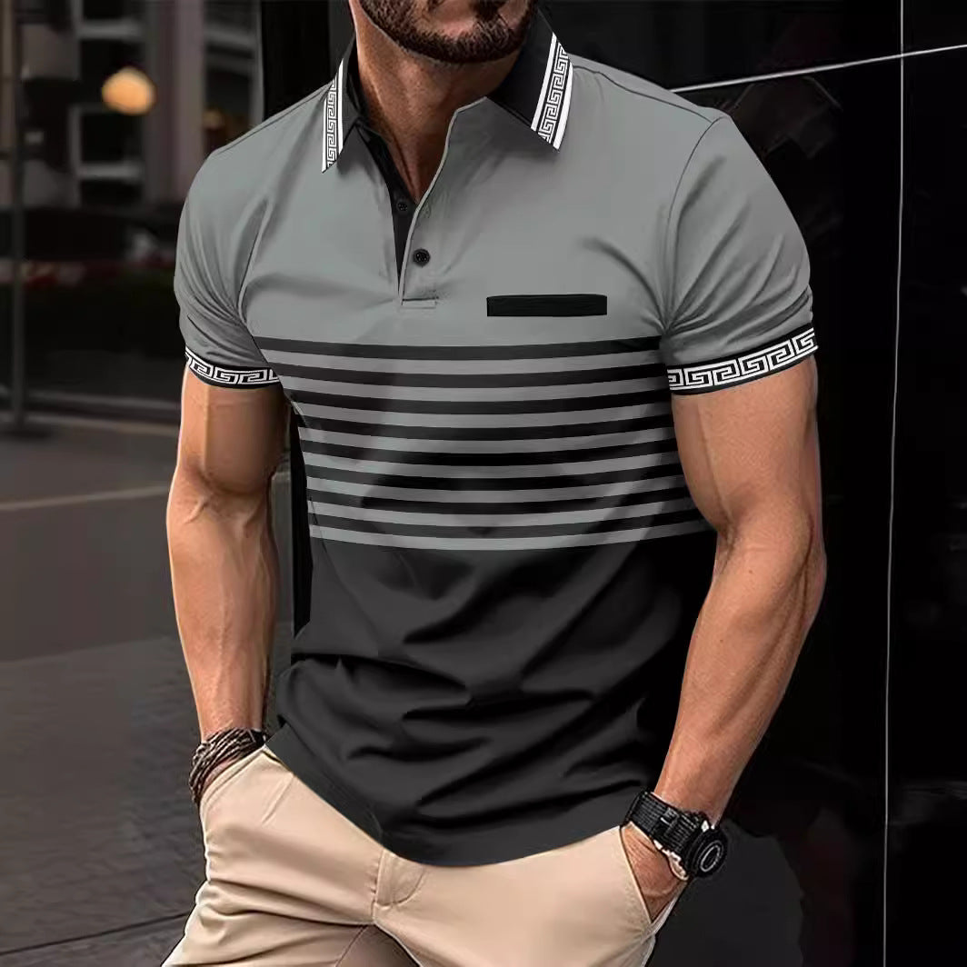 Herrernes polo skjorte med moderne stribemønster og elegante kontrastdetaljer Stilla