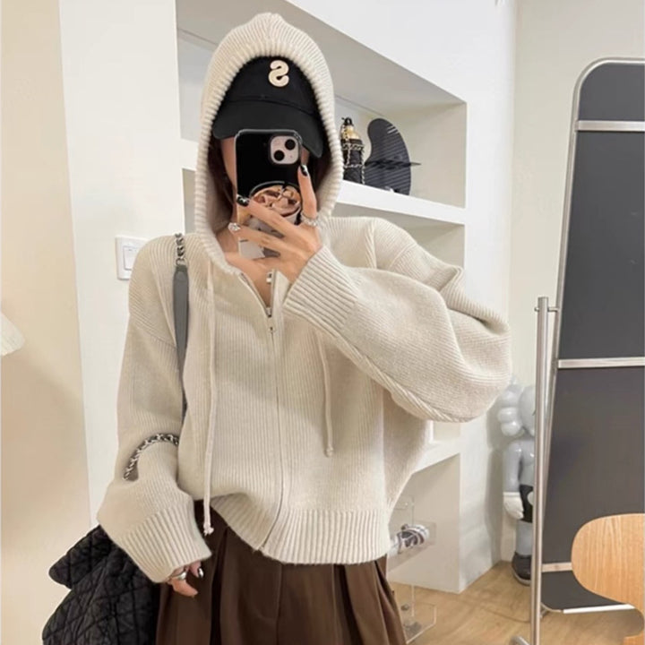 Kvinders cropped hoodie med fuld lynlås og hætte Stilla