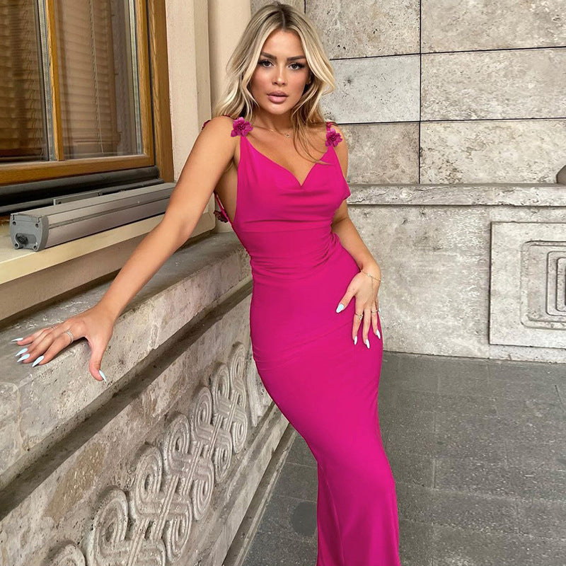 Dame maxikjole med raffinerede blomsterelementer Stilla