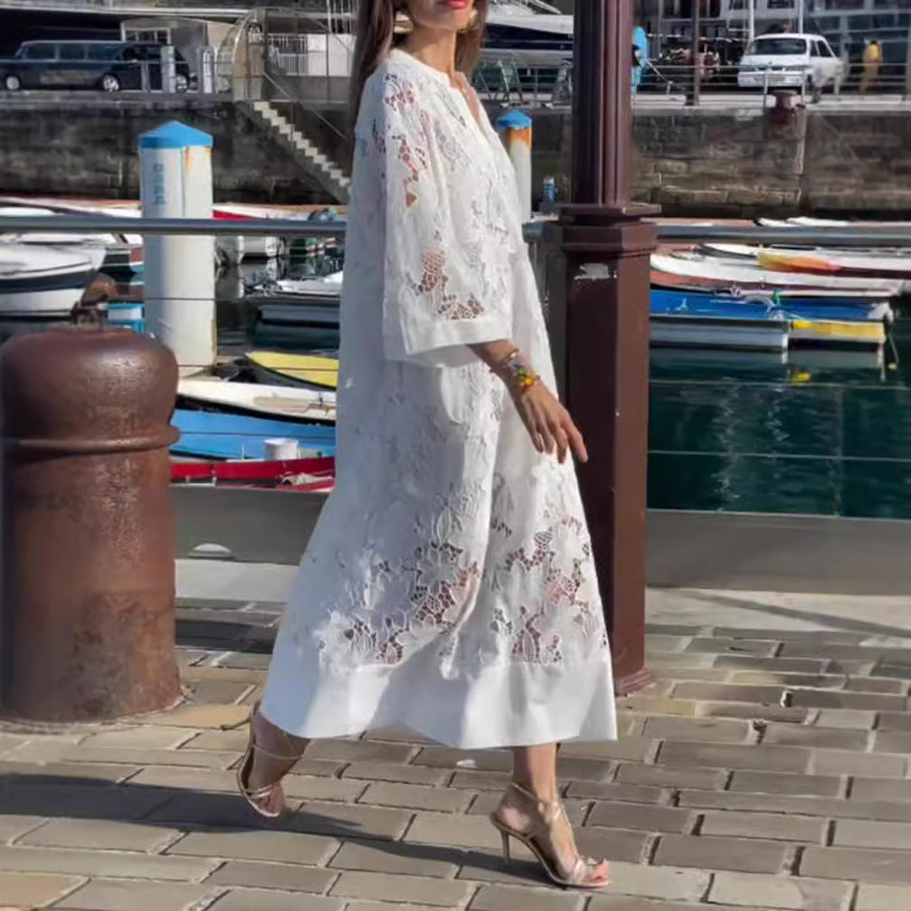 Dame Elegant Spids-Kaftan Kjole Stilla