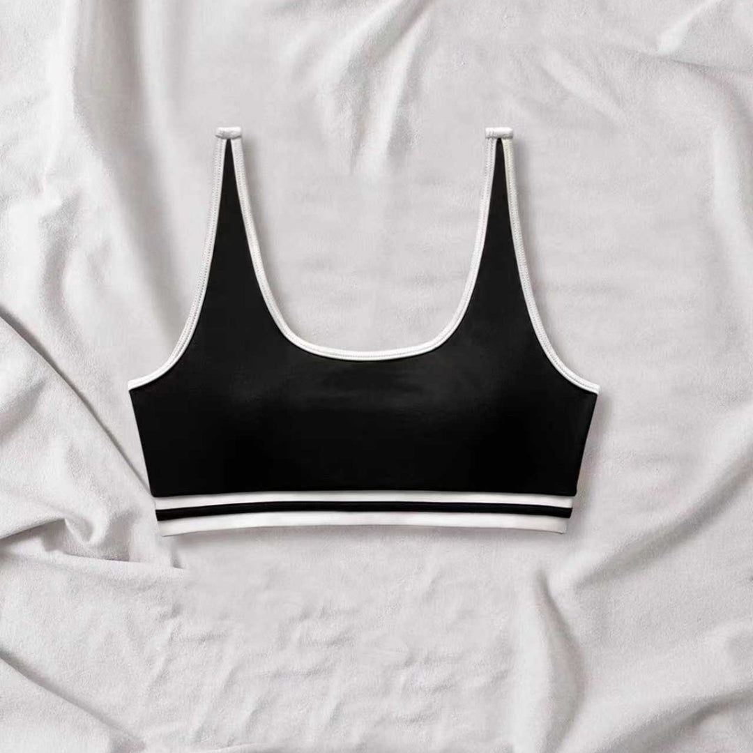 Dame Sporty Bikini-sæt med elastiske stropper og kontrastkanter Skovae