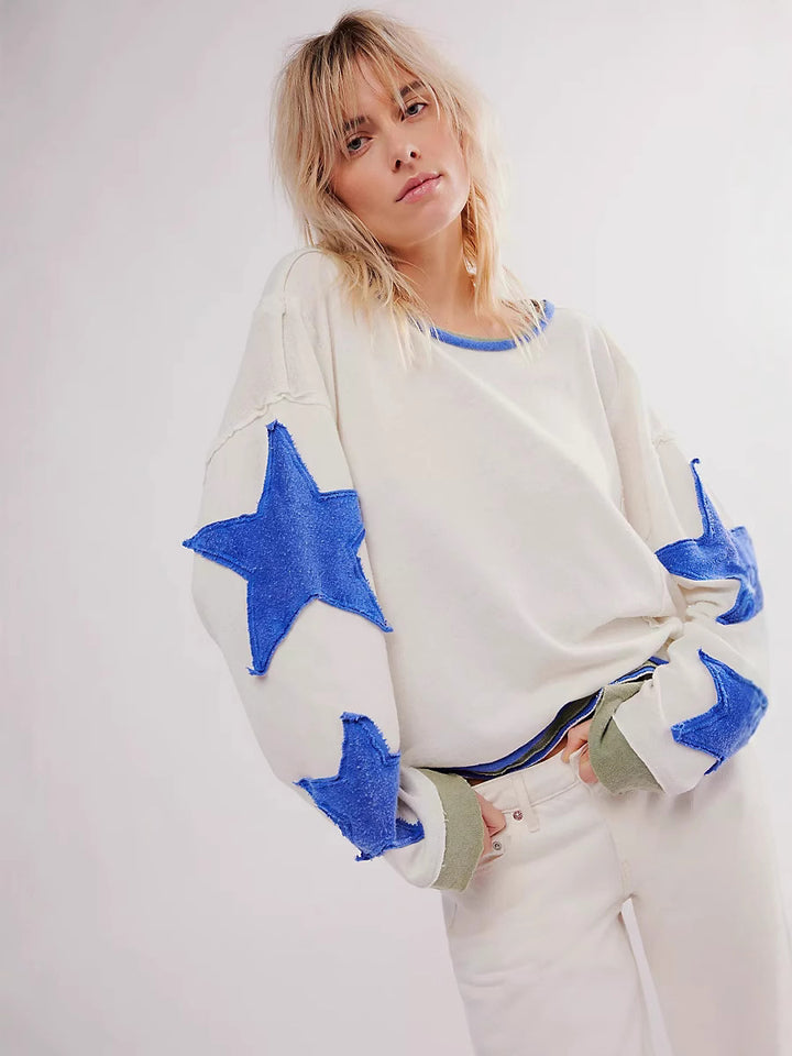 Femme Fritidstrøje Sweatshirt med stjernestikninger Stilla