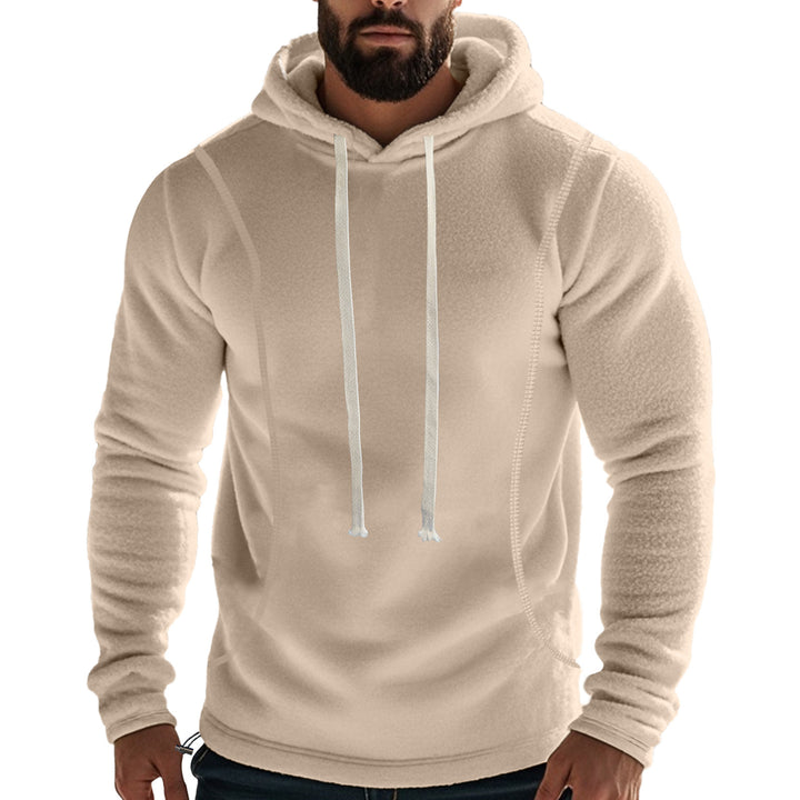 Herre fleece-hoodie med høj krave og kengurupose Stilla