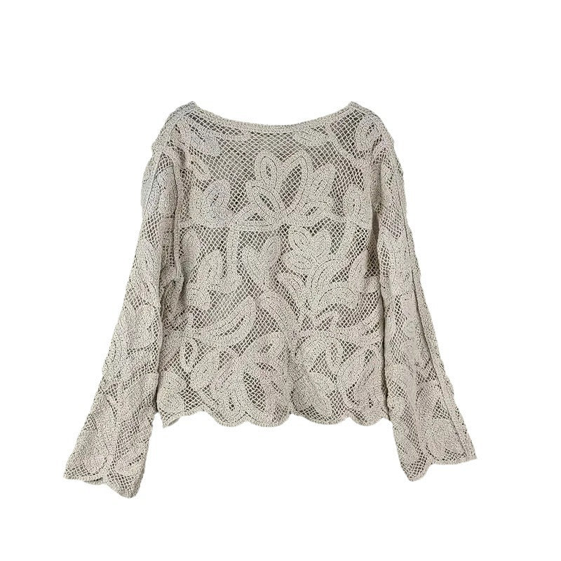 Kvinders fashionable cardigan med luftig hæklelook Stilla