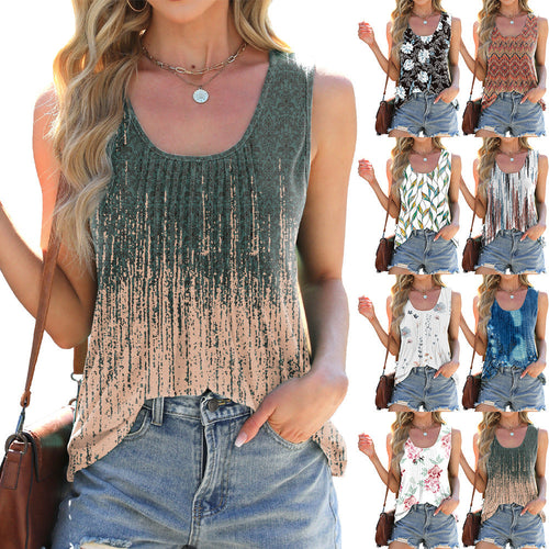 Stilla | Trendy Tie-Dye Print Løs Ærmeløs Tank