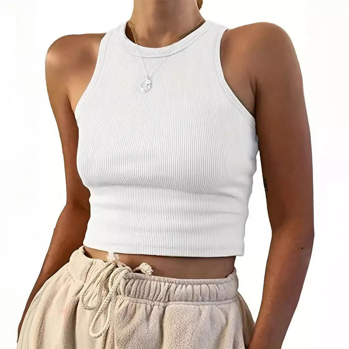 Dame tætsiddende crop-top med struktureret ribdesign Skovae