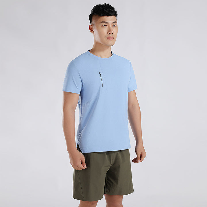 Herrer Sport T-Shirt med åndbare egenskaber og praktisk lynlås Stilla