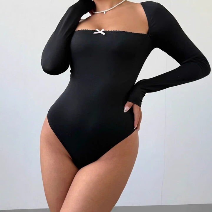 Dame Figurtilpasset Langærmet Bodystocking med elegant U-udskæring Skovae