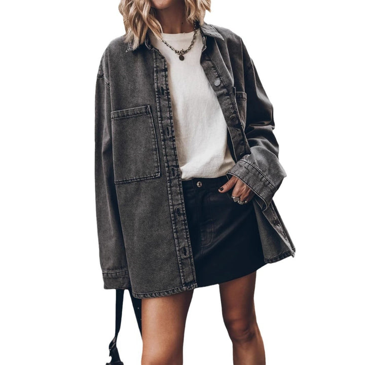 Dame oversized denim skjorte Skovae