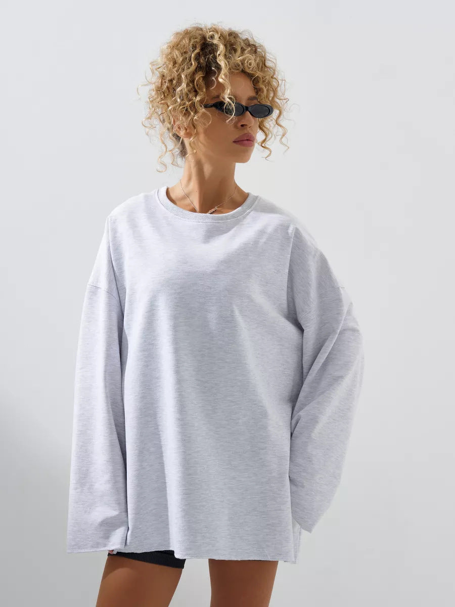 Dame oversized sweatshirt med lange ærmer og rund halsudskæring Skovae