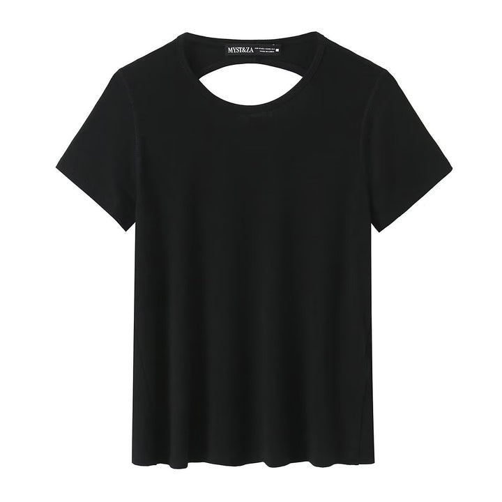 Dame fritids T-shirt med moderne rygudskæring og høj kvalitet bomuld Skovae