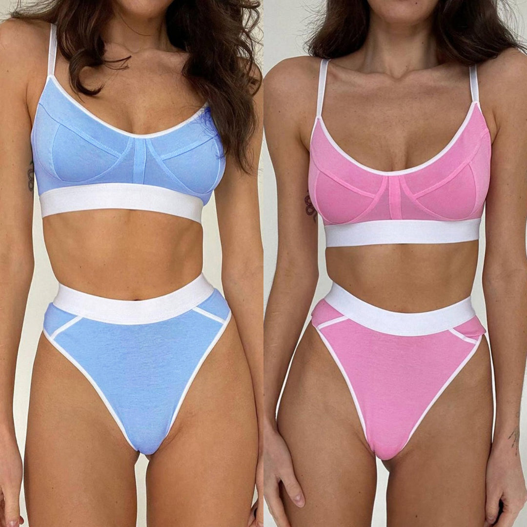 Dame Sportsligt Bikini-sæt med justerbare stropper og høj skæring Skovae