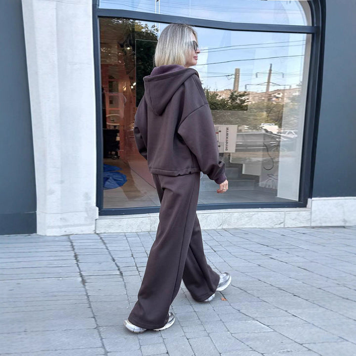 Kvinders Oversized Hoodie og Bred Bukser Sæt Chic & Stilfuld