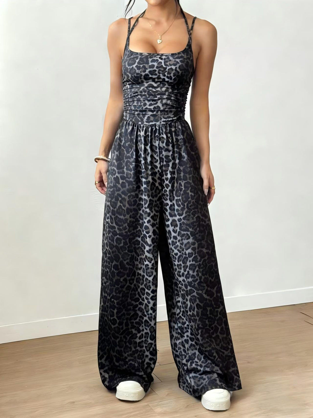 Dame Elegant Jumpsuit med brede ben og spaghetti-stropper Skovae