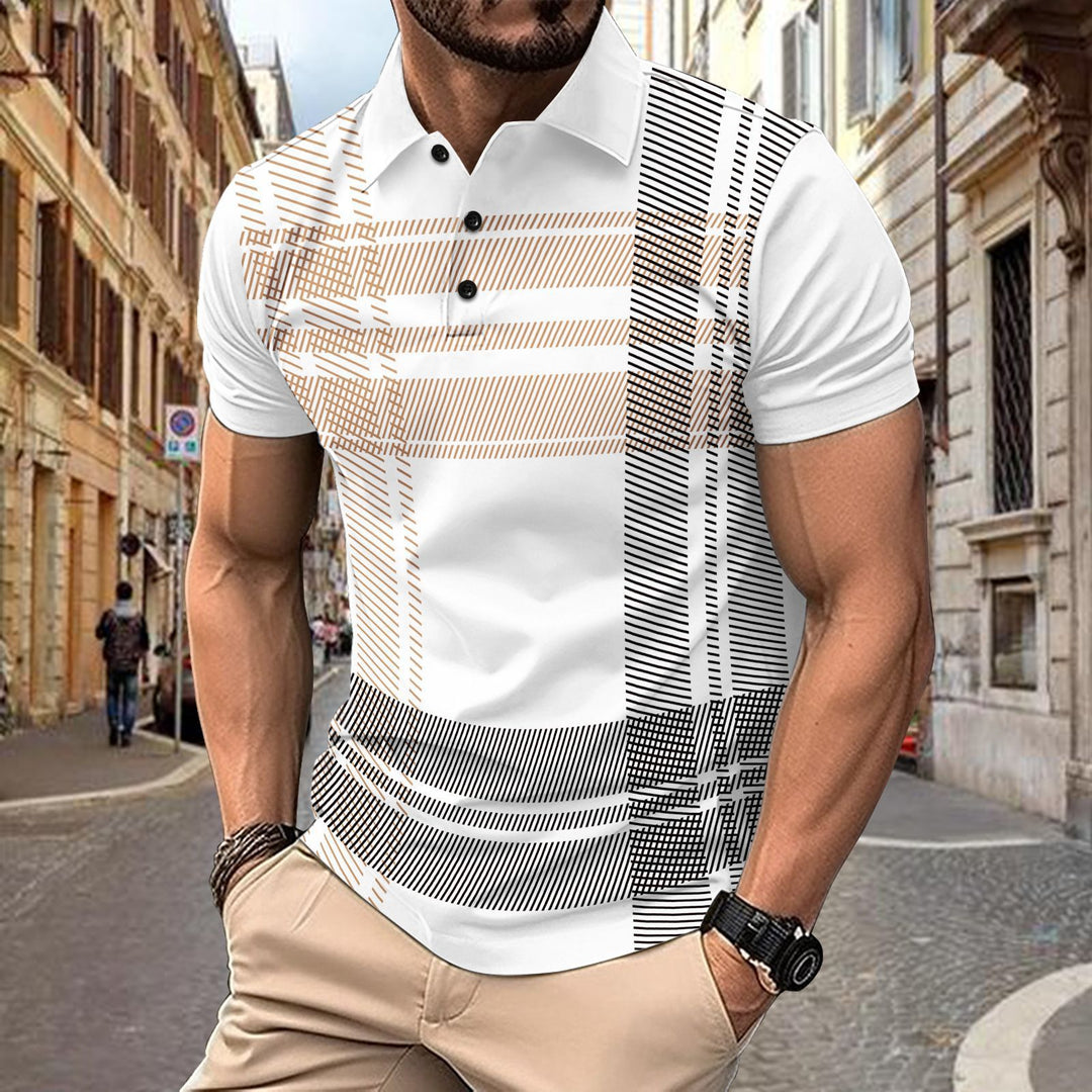 Herrer polo shirt med moderne ternet mønster Stilla