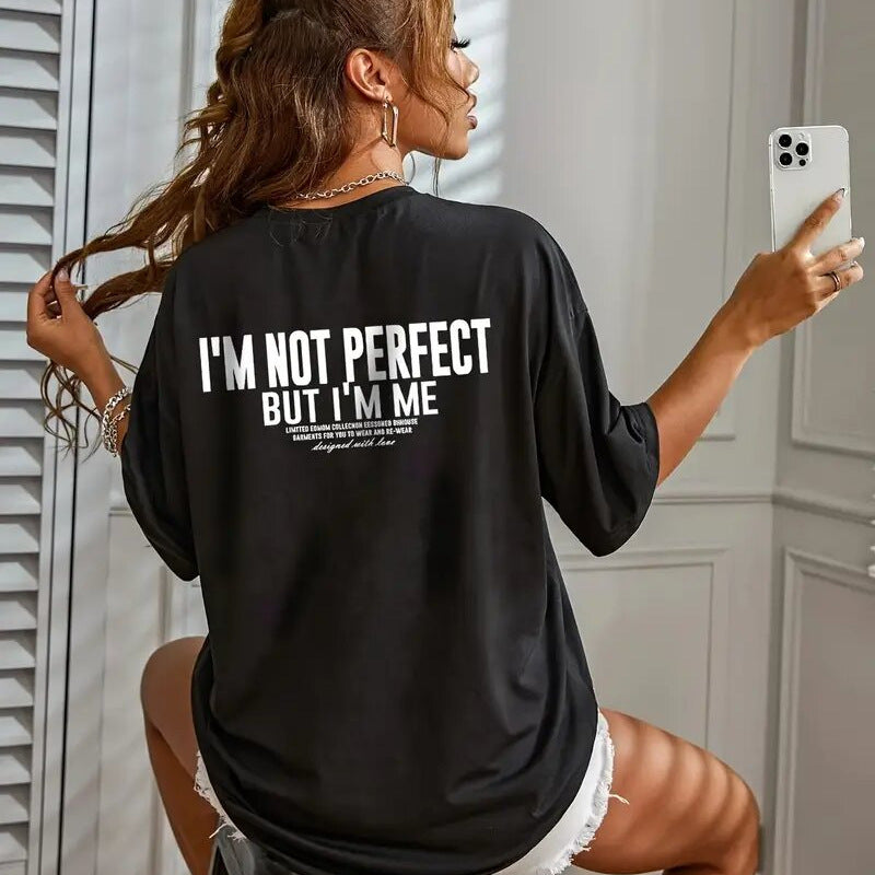 Dame afslappet oversized T-shirt med inspirerende statement Stilla