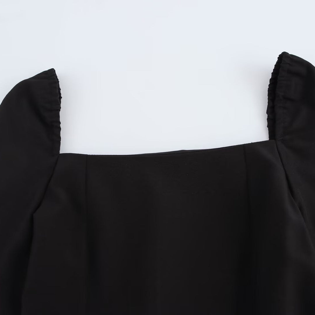 Femme Elegantes A-linje kjole med puffærmer Stilla