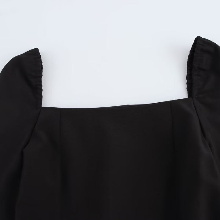 Femme Elegantes A-linje kjole med puffærmer Stilla