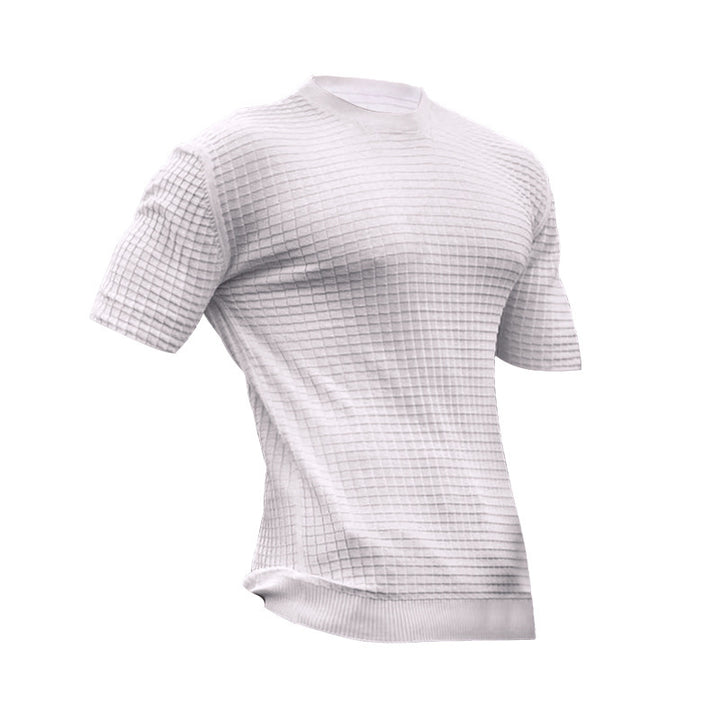 Herrer med vaffelstruktur kortærmet striktrøje med slim fit og elastisk ribkant Skovae