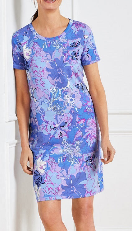 Dame kortærmet kjole med floral print Stilla