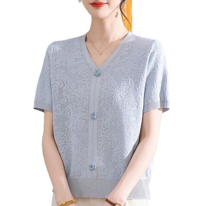 Femme Struktureret Floral Strikcardigan Stilla