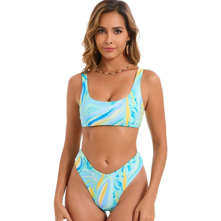 Femme Stilfuldt Geometrisk Print Bikini Sæt Stilla