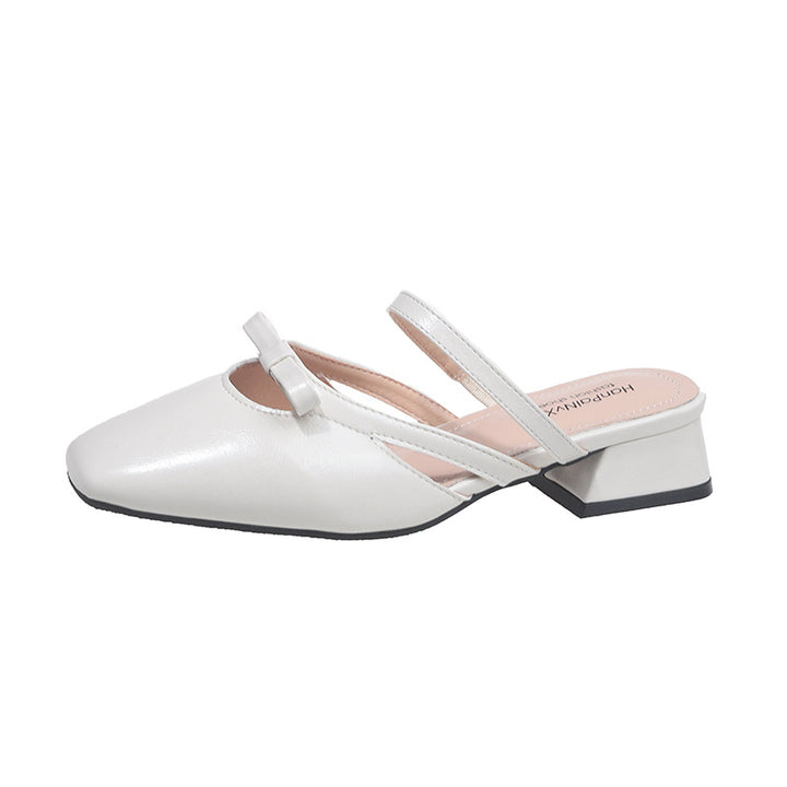 Dame elegante Slingback blokhæl Mules med dekorativ sløjfe Stilla